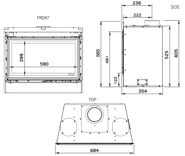 Gazco Riva2 670 Balanced Flue Gas Fire Sizes