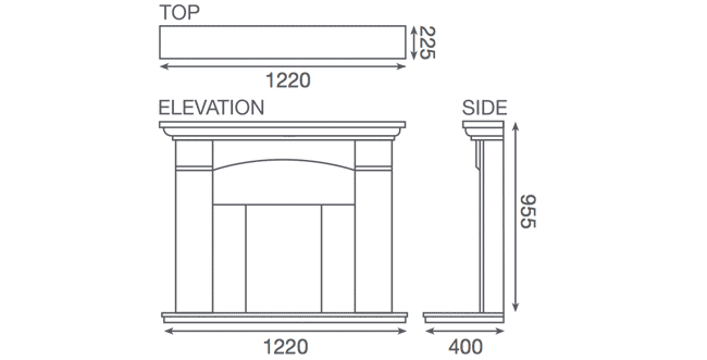 Pureglow Kingsford Fireplace Dimensions