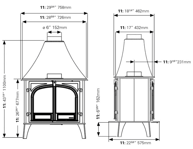 Stovax Stockton 11 Double Sided Wood Burning Stove Flames.co.uk