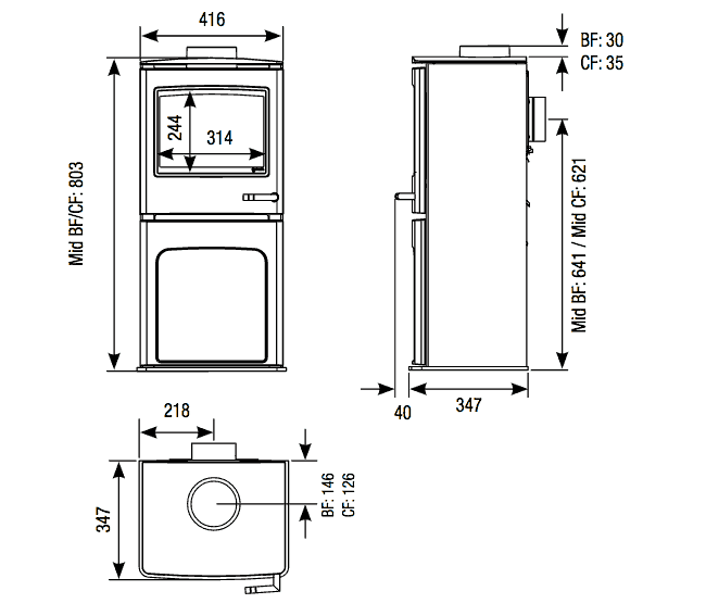 Yeoman CL5 Midline Gas Stove Flames.co.uk