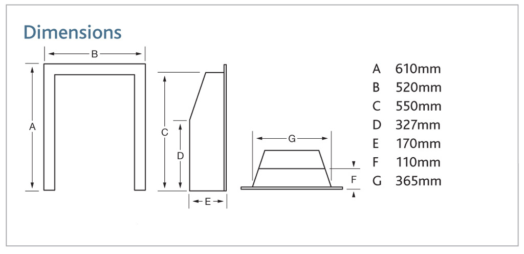 Kinder Camber Gas Fire Dimensions