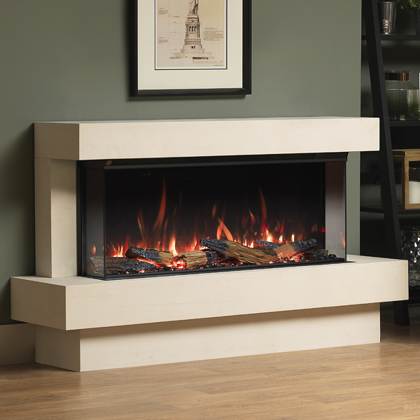 Pureglow Seaton Limestone Electric Fireplace Suite