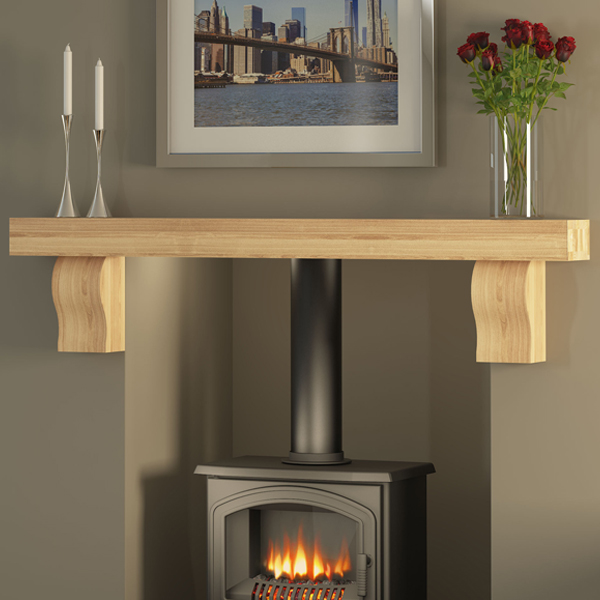 Be Modern Celia Solid Oak Fireplace Beam Flames.co.uk