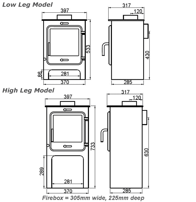 Ekol Clarity 5 MultiFuel / Wood Burning Stove Flames.co.uk