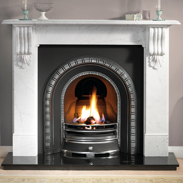 Gallery Kingston 56" Cararra Marble Fireplace Flames.co.uk