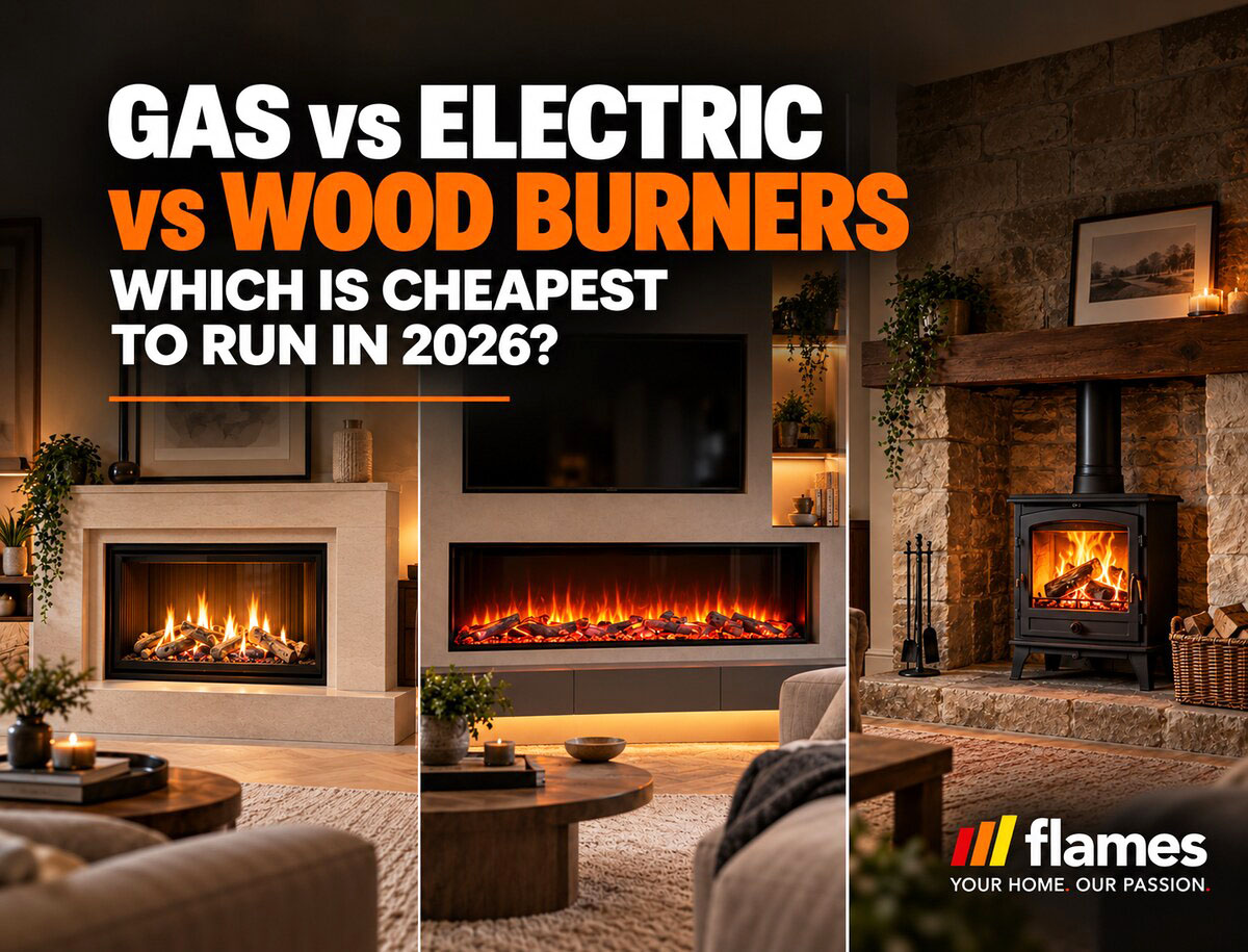 Gas vs Electric Fires vs Wood Burners: Running Costs 2026 | Flames.co.uk
