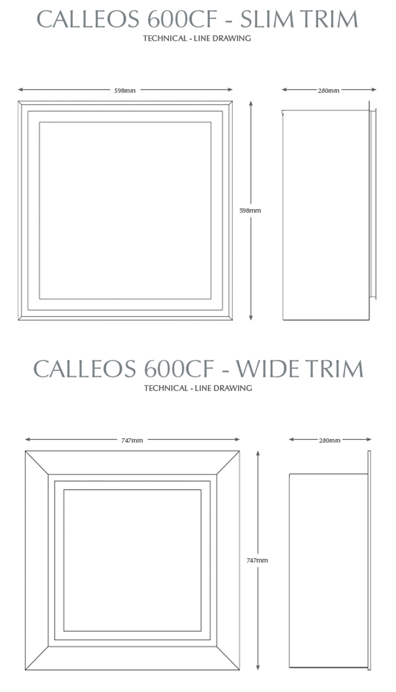 Elgin & Hall Calleos 600CF Fire Dimensions