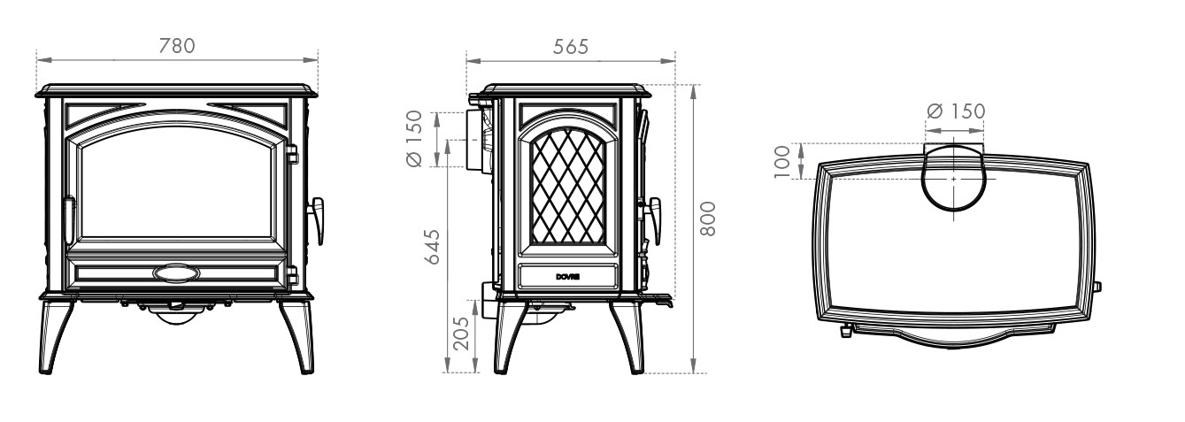 Dovre 760WD Wood Burning Stove Dimensions