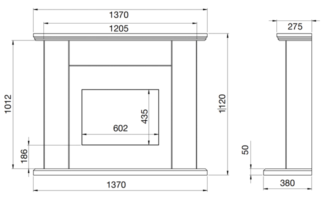 ACR Harborne Fireplace Sizes