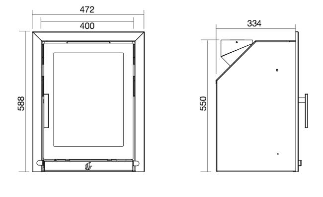 ACR Tenbury T400 Inset Stove Dimensions