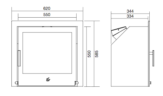 ACR Tenbury T550 Inset Stove Dimensions