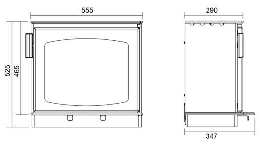 ACR Wychwood Wood Burning Stove Dimensions