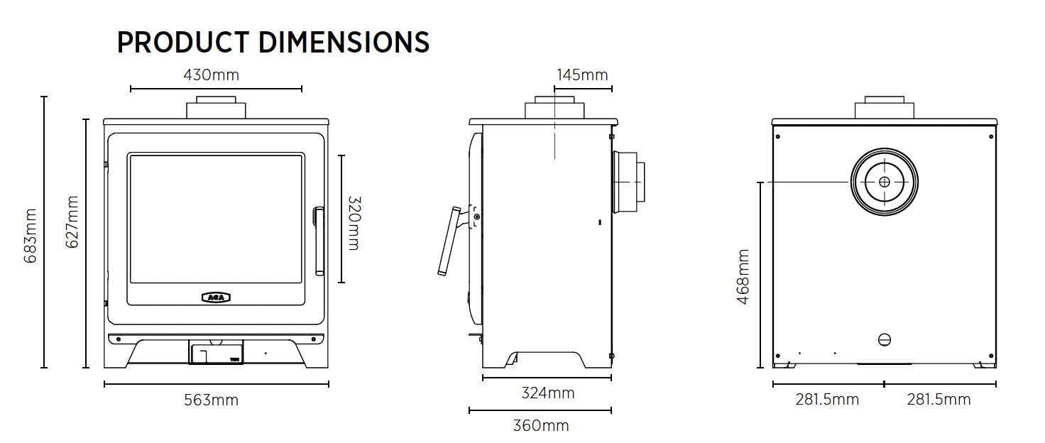 AGA Ludlow EC5 Wide Gas Stove Sizes