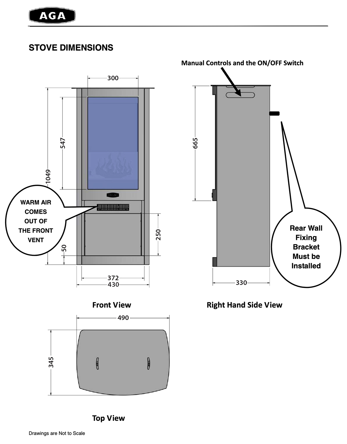 AGA Westbury Electric Stove Sizes