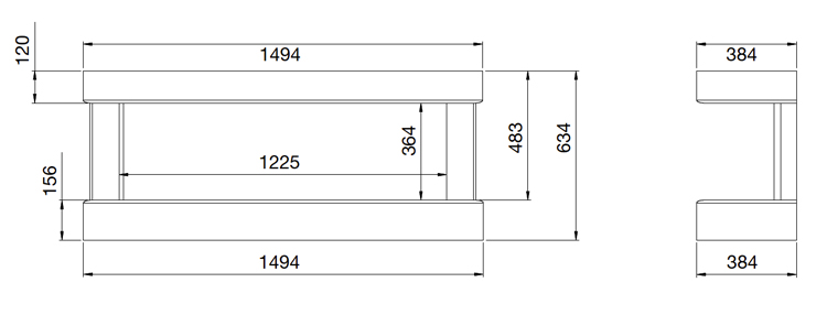 ACR Brindley Wall Hung Electric Fireplace Suite Sizes