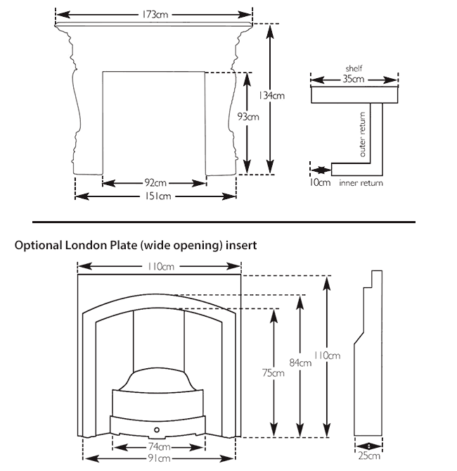 Carron Buckingham Fireplace Dimensions