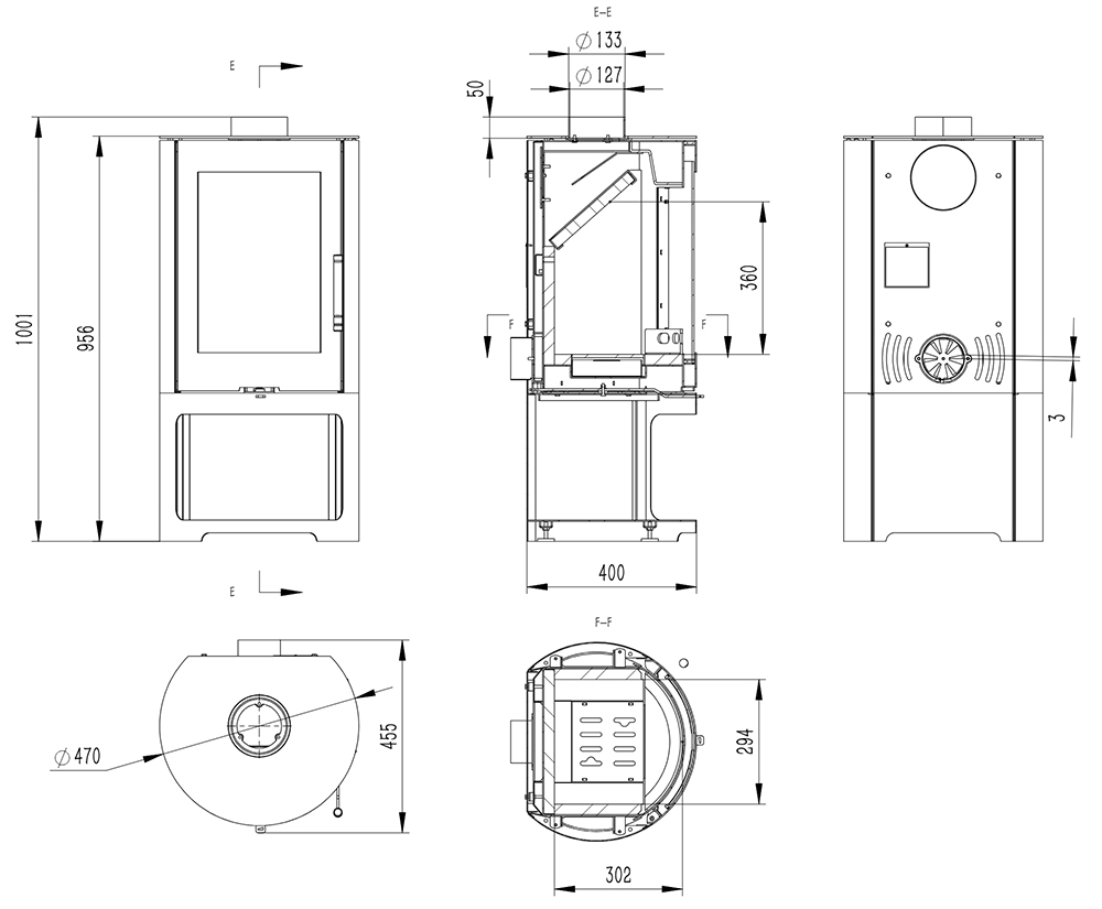 Cast Tec CT5 Stove Sizes