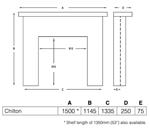 Cast Tec Chilton Fireplace Surround Dimensions