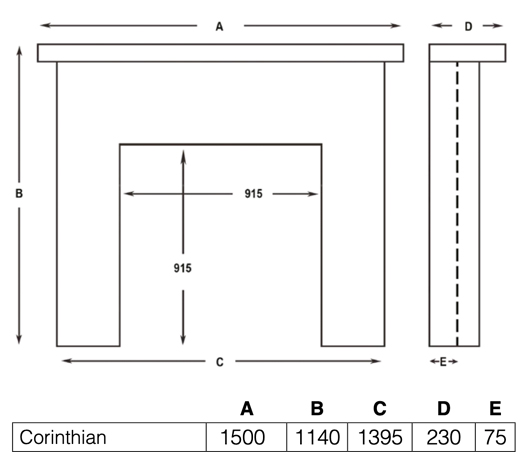 Cast Tec Corinthian Fireplace Surround Dimensions