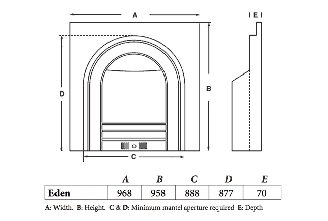 Cast Tec Eden Integra Cast Iron Insert Dimensions