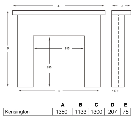 Cast Tec Flat Kensington Fireplace Surround Dimensions