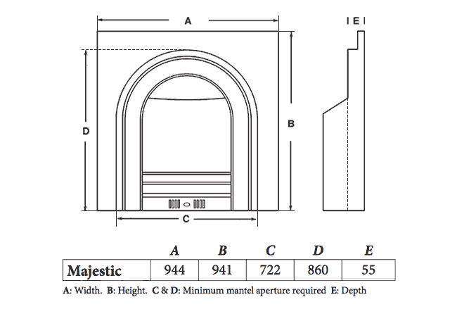 Cast Tec Majestic Integra Cast Iron Insert Dimensions
