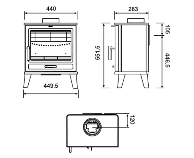 Cast Tec Nevis 5 Eco Stove Dimensions