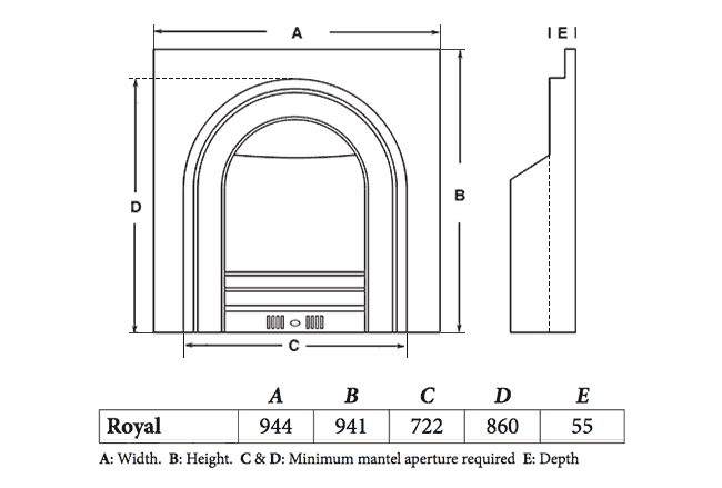 Cast Tec Royal Integra Cast Iron Insert Dimensions