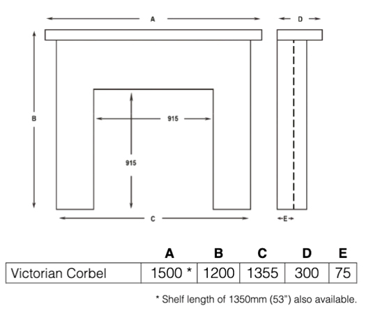 Cast Tec Victorian Corbel Fireplace Surround Dimensions