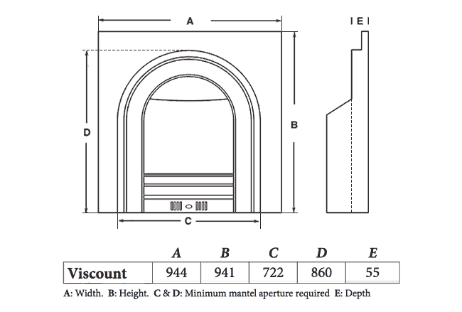 Cast Tec Viscount Integra Cast Iron Insert Dimensions