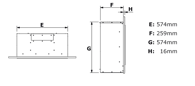 Kinder Celena HE Trimless Gas Fire Dimensions