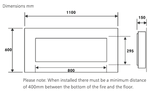 Celsi Electriflame Royal Botticino Dimensions