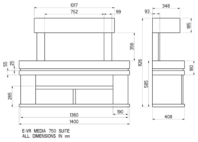 Celsi Electriflame VR Media 750 Suite Sizes