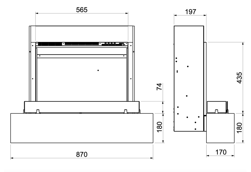 Celsi Firebeam S600 Fireplace Dimensions
