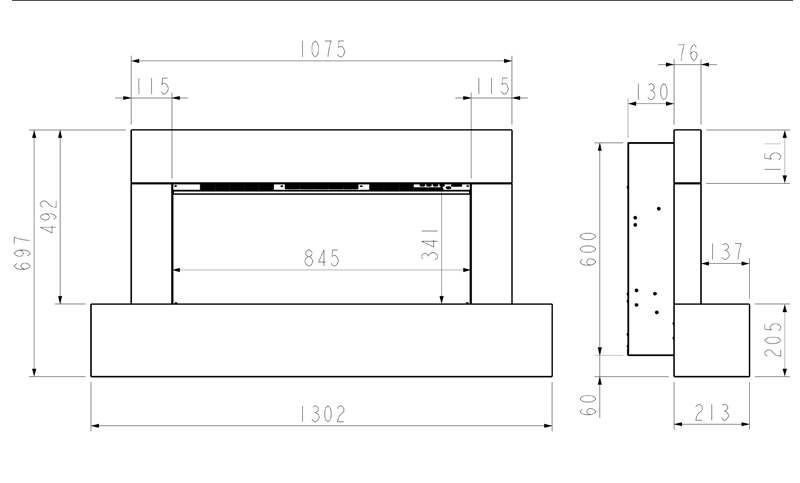 Celsi Firebeam XL800 Fireplace Suite Sizes