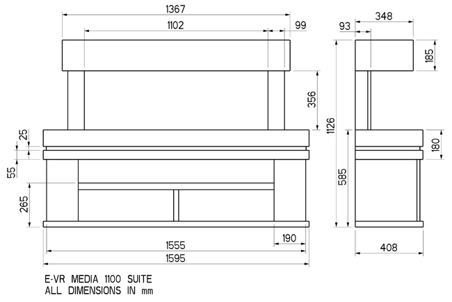 Celsi Electriflame VR Media 1100 Suite Sizes