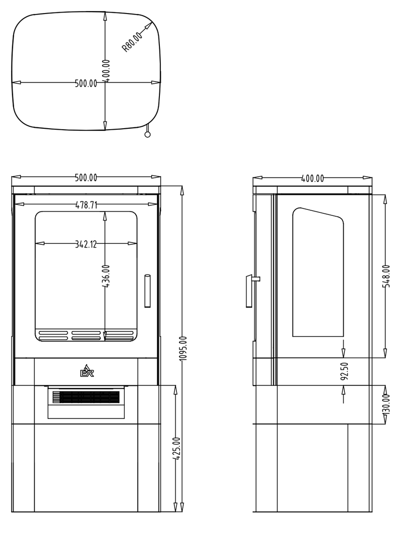 Celsi Spectre LS Stove Dimensions