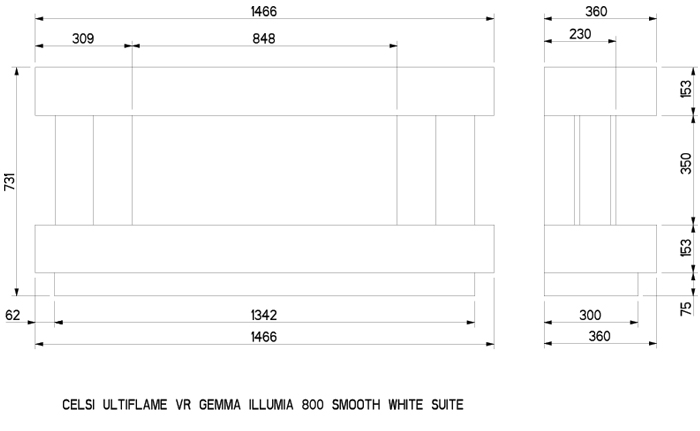 Gemma 800 Firpelace Suite Sizes