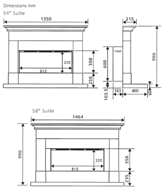 Celsi Ultiflame Parada Illumia Suite Dimensions