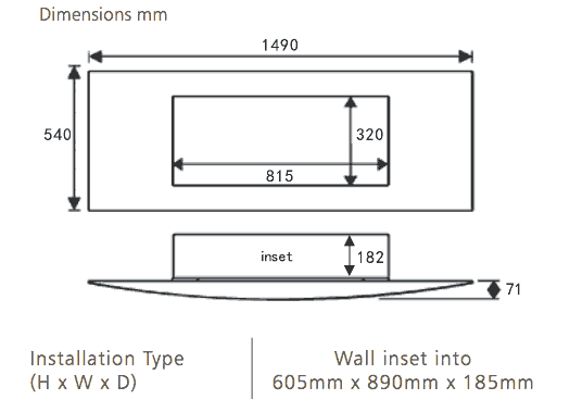 Celsi Vichy Electric Fire Dimensions