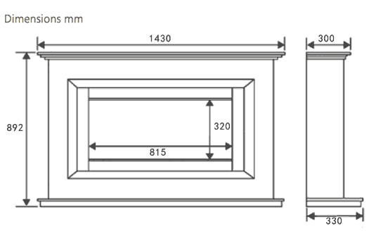 Celsi Ultiflame Vega Suite Dimensions