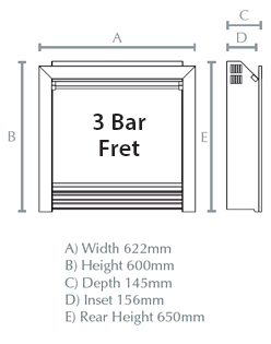 Coretta 22" Electric Fire Dimensions