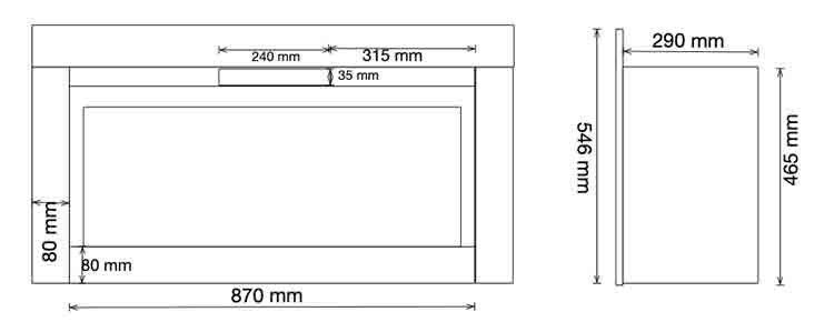 Crystal Boston Wide Gas Fire Dimensions