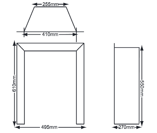 Crystal Montana HE Gas Fire Dimensions