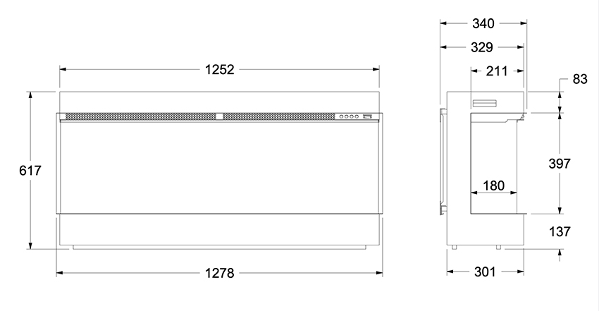 Celsi DLX 1250 Electric Fire Sizes