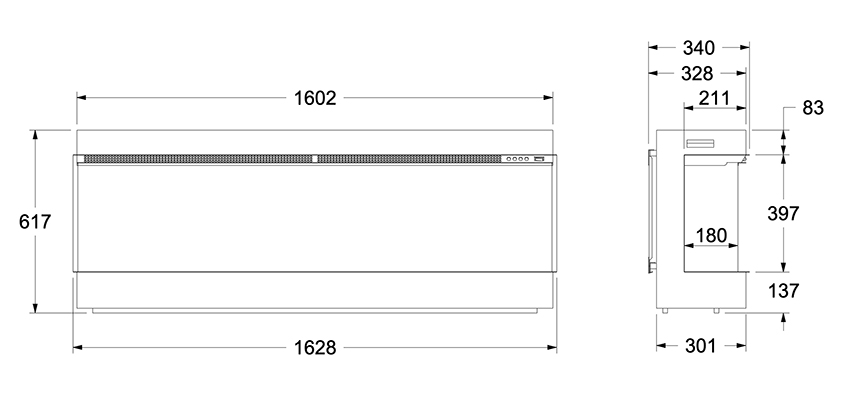 Celsi DLX 1600 Electric Fire Sizes