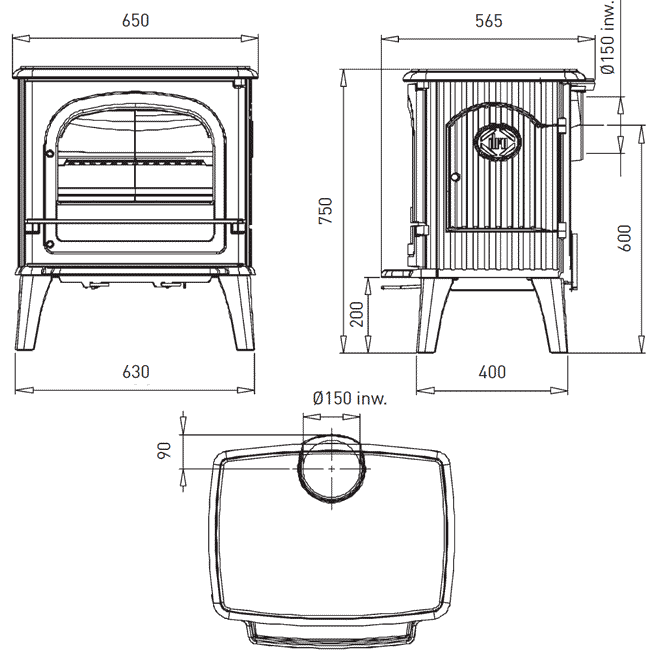 DRU 64 CB & MF Stove Sizes