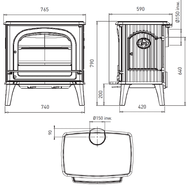 DRU 78 CB & MF Stove Sizes