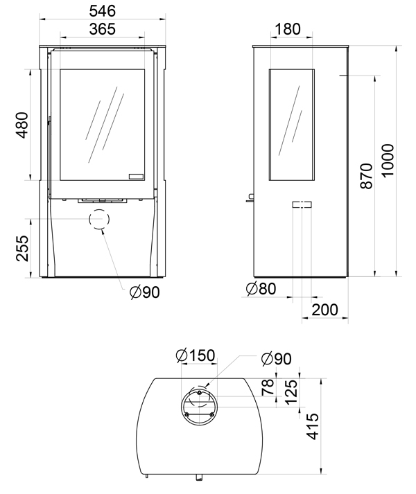 Dik Geurts Kalle Wood Burning Stove Dimensions