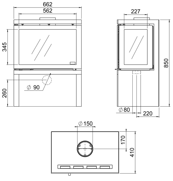 Dik Geurts Vidar Triple Stove Dimensions